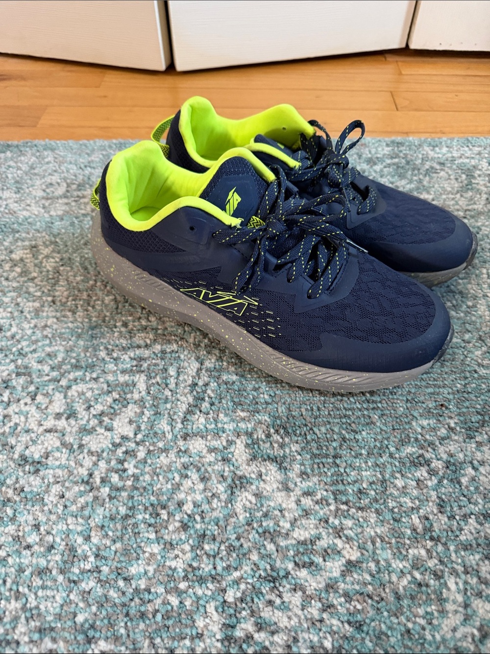 Avia Navy and Neon Green Men's Athletic Sneakers